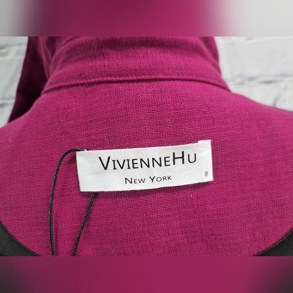 NWT Vivienne Hu New York Women's Jacket Cropped Lace Sleeves Linen Blazer 8 US - Picture 11 of 11
